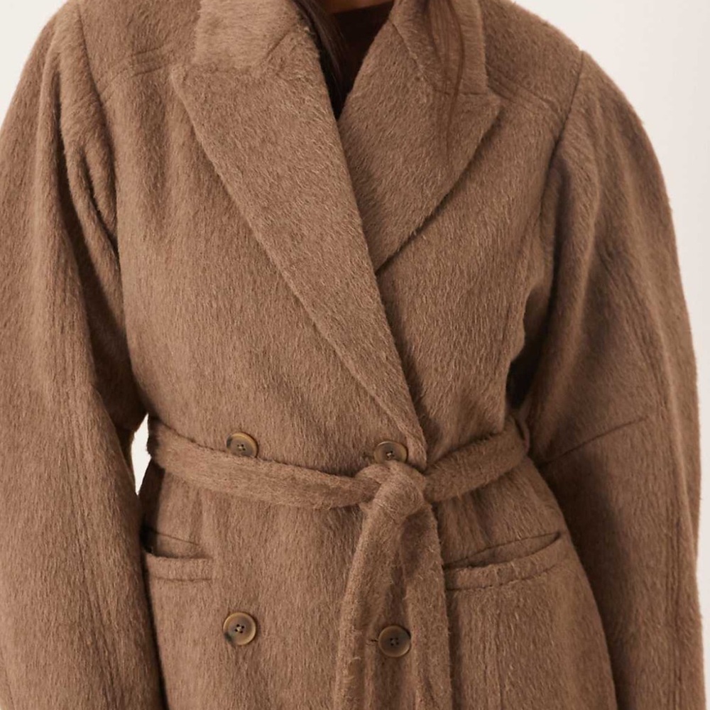 Women's Brown Double-Breasted Coat! NWOT - Picture 3 of 5